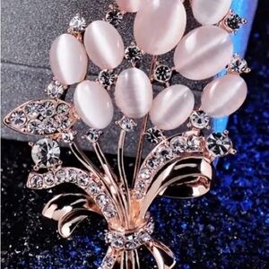 Elegant Pink and Silver Floral Brooch